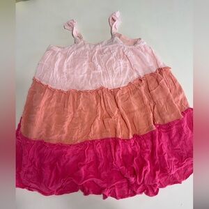 French Connection Girls Pink Peach Tiered Sundress